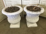 Pair of Painted Concrete Planter