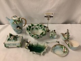 9pc Franz porcelain tea set - Winter / holiday/ bird pattern - lovely decorative pieces!