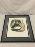 Abstract print of mother and child - Signed by unknown Artist. Numbered 699/850. Framed