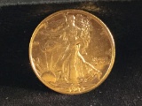 Gold plated silver 1945-D walking Liberty half dollar