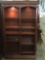 Large ten shelf modern mahogany dual side bookcase with mission styling