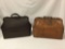 2 Antique Leather Bags/Satchels, see Pics. 14 and 15 inches tall