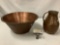 Antique copper wash basin with pitcher - nice set