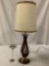 Vintage wood and brass base mid century lamp with shade - tested and working