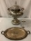 2 silverplate antiques - Samovar owned by Jack Benny, made by Jack Anstead w/ tray see desc