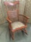 Antique maple rocker chair with upholstered cushion seat - good cond - classic Americana