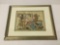 Vintage Reproduction Papyrus Painting on Actual Papyrus in frame - Egyptian chariot scene