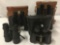 4 Vintage Binoculars, 3 w/cases - Traveller, FCO, Solar Deluxe, and Rosco Brands.