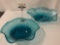 Pair of blue art glass bowls, largest approx 16 x 4 inches.