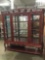 Vintage Asian carved bamboo style display cabinet/hutch with ornate floral carving - as is