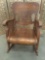 Antique tiger oak Mission style rocker with stick and ball arms - nice design