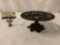 Antique cast iron center piece cake plate/stand with 4 Greek deities motif