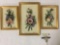 Set of 3 Capodimonte porcelain flower artwork wall hangings made in Italy - some minor chips