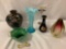 6 pc art glass and porcelain lot incl. mid century tall vase, art glass green bowl with stir stick,