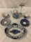6 piece set of hand decorated Russian china; Lomonosov tea cups, saucers, tea pot