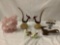 6 bird art pcs and decor incl. rose quartz bird sculpture, rooster set, etc see desc/pics