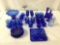 36 pc of unmarked vintage cobalt blue glass - 5 pc have Shirley temple printed on them