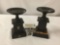 Lot of 2 antique deco style candle holders with pillar style bases and nice detail