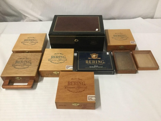 Cigar Humidor with 8 Old Cigar Boxes Marked Bering - See pics