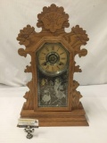 Vintage Ansonia Eight Day Bedford Gingerbread Clock with Painted front - Incl. key & Pendulum