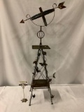 Vintage style metal weather vane garden / lawn art with butterfly motif