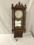 Antique Jerome & co 8 day Anglo American wall clock with New Haven face - has key