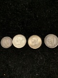 1876 Victoria 2d, 1881 2d, 1888 1d, 1888 2d / set of 4 silver Maundy pence