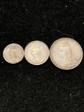 set of 1891 queen Victoria Silver Maundy pence 1d, 2d, and 4 d / 3 coins