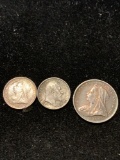 3X Queen Victoria Silver Maundy pence, 1901 2d, 1901 4d, King Edward VII 1902, 2d