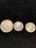 3X King George V Silver Maundy pence, 1923 4d, 1923 2d, and Elizabeth II 1968 2d