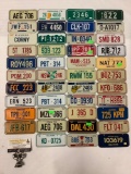 Collection of 43 vintage metal mini-license plates, children?s bicycle US States license plates