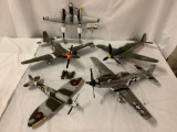 5 large scale model fighter planes made of wood/plastic w/ wires and hooks for hanging display