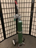 Airgas medical cart w/ oxygen tank and Victor gauge