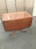 Vintage drop leaf side dining table with 6 leg footed base- circa 60's