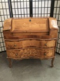 Handmade Walnut Inlay secretary desk with stunning veneer and detail - see pics