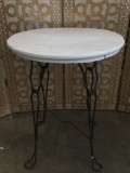 Outdoor Cast Iron Base Table with Painted Wood Top