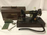 Antique Singer Portable Electric Sewing Machine no. 99-13 w/accessories & manual.