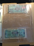 Collection of 45 uncirculated military payment notes from 1943 and 1944