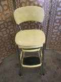 Mid century Stylaire yellow stool with moveable step/ foot rest