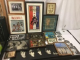 18 Beatles Photographs, Headshots, Memorabilia, posters, etc. 14 framed. Headshots unframed