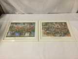 Pair of Prints by Sarah Clemson - Paintings of Pike Place Market in Seattle, WA - one as is see pics