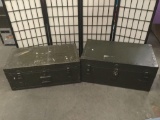 Pair of Vintage Military Foot Lockers / travel trunks, both unlocked