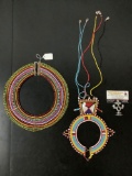 Lot of 2 Native American style beaded necklaces - 1 statement necklace and 1 choker/bib