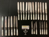 25 pc collection of antique flatware with mother of pearl handles by Towle, Daniel Low, etc