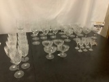 40 piece collection of antique glassware in 6 styles, possibly Fostoria