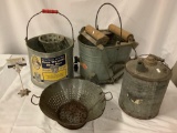 4 piece lot of antique metal home items; Chief Metal Ware - Cone Wringer Mop Pail etc
