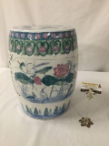 Vintage ceramic Asian style plant stand with traditional design