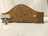 Antique wood and brass time strike chime mantle clock - untested