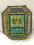 Vintage Lighted Olympia Beer advertising Sign: It?s the Water - with stained glass look