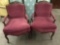 Pair of vintage Bernhardt walnut cushioned arm chairs w/ newer purple upholstery